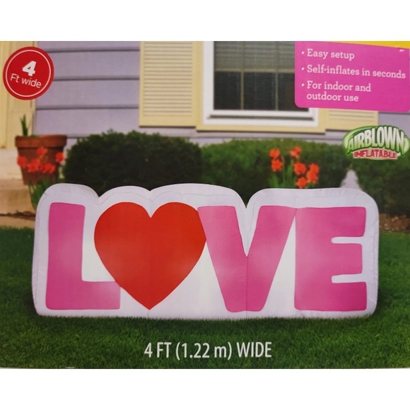 Way to Celebrate Airblown Inflatable Valentine Love Sign 4ft Light Up Wedding - Picture 6 of 6
